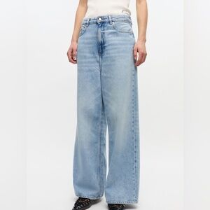 Ganni Wide Leg Light Blue Denim Jeans